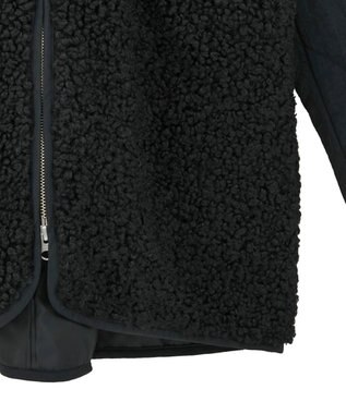 earth music&ecology ボアキルトミドルコート Black