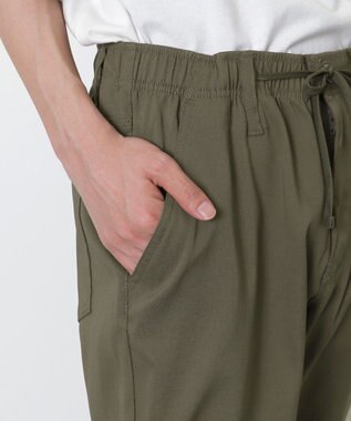 WEGO 【接触冷感/吸水速乾/ストレッチ/ウエスト紐/らくらくのびる/MLサイズ展開】カルゼレギンスアンクルパンツ カーキ