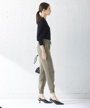 ICB 【WEB限定カラーあり・洗える】ライトダブルクロス ジョガーパンツ アッシュカーキ系