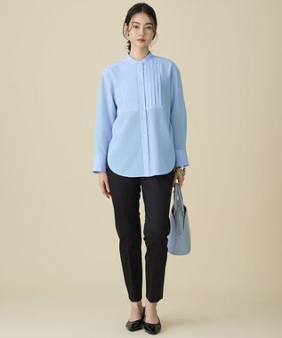 自由区 コットンサテンテーパード パンツ ブラック