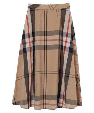 earth music&ecology ＢＩＧチェックフレアスカート Beige
