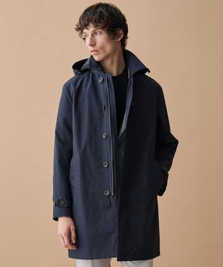 JOSEPH ABBOUD 【キングサイズ・フード脱着仕様/JAPANファブリック/ECO撥水】ステンカラー コート ネイビー系