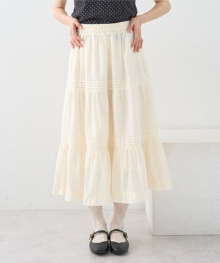 earth music&ecology ピンタックティアードミディスカート Ivory