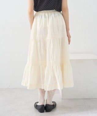 earth music&ecology ピンタックティアードミディスカート Ivory