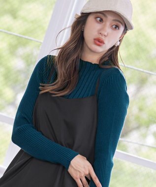 Tiaclasse 【洗える】ランダムリブニットプルオーバー ターコイズ