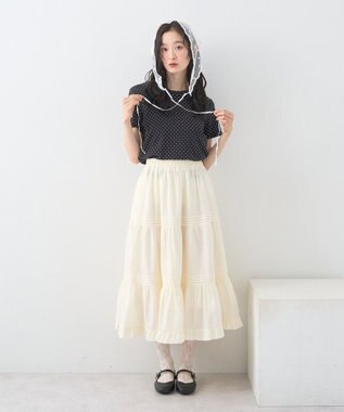 earth music&ecology ピンタックティアードミディスカート Ivory