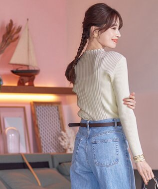 Tiaclasse 【洗える】ランダムリブニットプルオーバー アイボリー