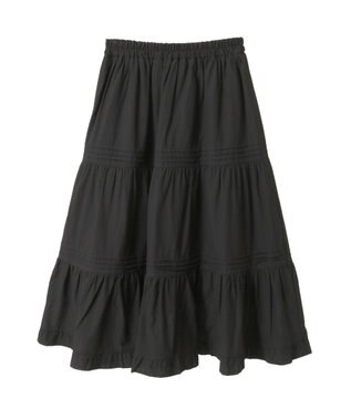 earth music&ecology ピンタックティアードミディスカート Black