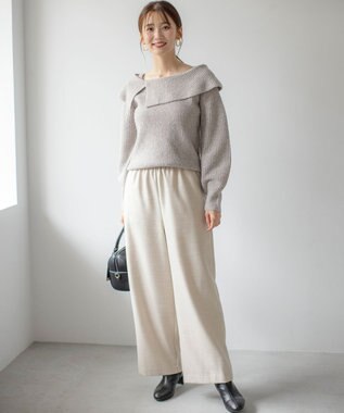 ANY SIS 【洗える】ラメキライージードロスト パンツ ライトベージュ