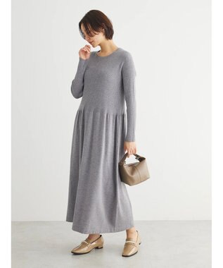 Green Parks ・Ｐｅｔｉｔ　Ｆｌｅｕｒ　フレアニットワンピース Gray Mixture