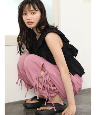 Green Parks ・ＳＵＧＡＲ　ＳＰＯＯＮ　２ｗａｙペプラムブラウス Black