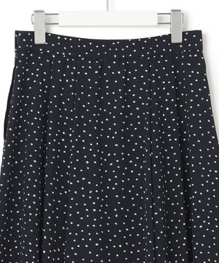 23区 【セットアップ対応/洗える】バックサテンアムンゼン ドットプリント スカート ネイビー×ホワイトドット