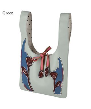 tsumori chisato CARRY 花ししゅう ハンドバッグ ミニバッグ お財布バッグ グリーン