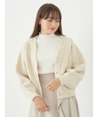 earth music&ecology ラメスラブニットカーディガン Off White