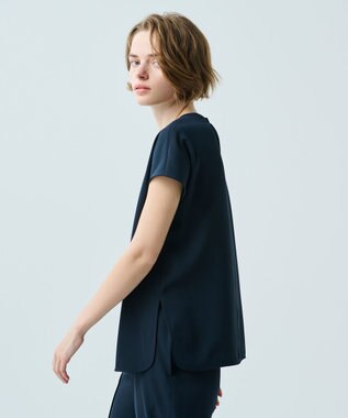 uncrave 【uncrave WHITE】ドレーピーツイル ノースリーブブラウス ネイビー