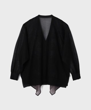 GRACE CONTINENTAL スカーフコンビニットカーディガン ブラック