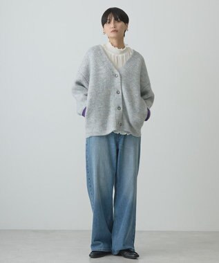 AMERICAN HOLIC ブークレＷフェイスＶネックニットカーディガン Sax