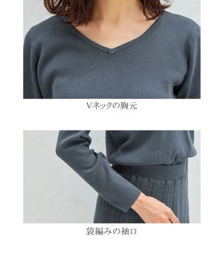 Tiaclasse L 【洗える】1枚で着映えするチェック柄編みニットワンピース チャコールブルー