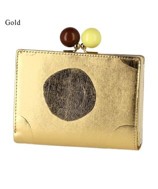 tsumori chisato CARRY ズームドット がま口 2つ折り財布 ゴールド
