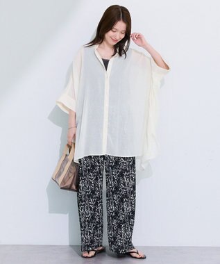 Green Parks スラブシアーシャツチュニック Ecru