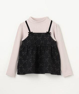 ANY KIDS 総柄リボンドッキングチュニック ブラック