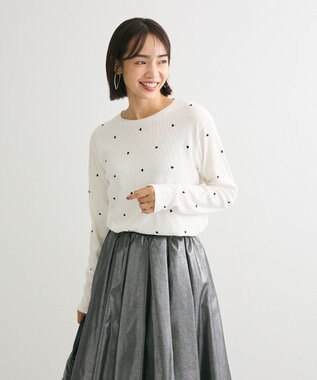 Green Parks ・ＤＯＵＢＬＥ　ＦＬＡＧＳ　ハート刺繍リブロンＴＥＥ Off White