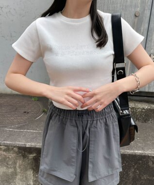 WEGO ラインストーンリブちびT ホワイト