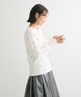 Green Parks ・ＤＯＵＢＬＥ　ＦＬＡＧＳ　ハート刺繍リブロンＴＥＥ Off White