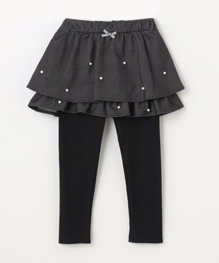 ANY KIDS パール×デニムニットスカッツ ブラック