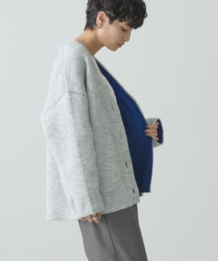 AMERICAN HOLIC ブークレＷフェイスＶネックニットカーディガン Light Gray Mixture