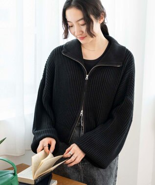 WEGO ダブルジップショートカーデ ブラック