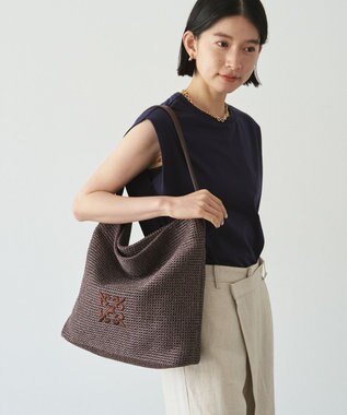 russet ナイロンラフィアワンショルダーバッグ《かごバッグ》(CE-1714) D.Brown