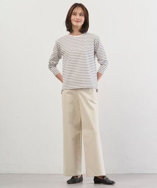 J.PRESS LADIES S メタリックロゴ ロンＴ オフ×ダークネイビー系