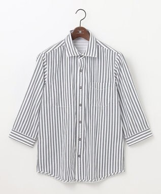 JOSEPH ABBOUD 【キングサイズ・オーガニックコットン/サスティナブル】JOE COTTON プリッセリバー リバーシブル シャツ ホワイト系1