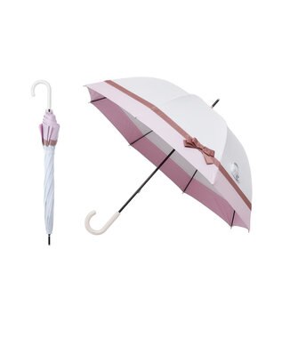 MOONBAT 【日傘】エスタ (estaa) Beauty shield長傘リボン ホワイト