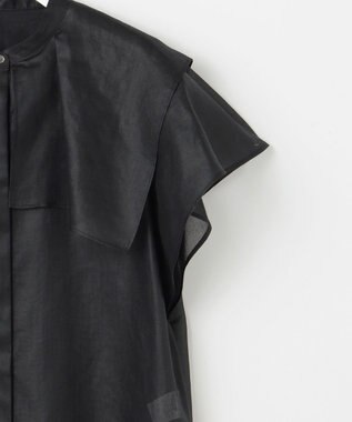 23区 L 【接触冷感/洗える】シアーフィルム ブラウス ブラック系