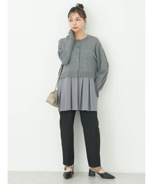 earth music&ecology プリーツドッキングカーディガン Gray