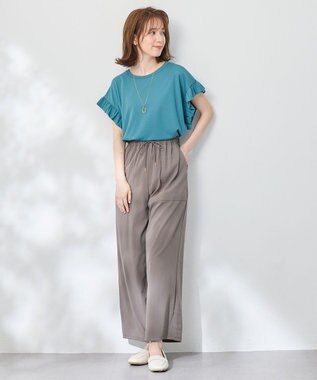 ANY ストレッチピケフリルTシャツ グリーン