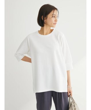 Green Parks ぽこぽこ７分袖カットプルオーバー Off White