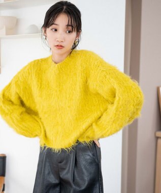 WEGO ブラッシュニットショートプルオーバー イエロー