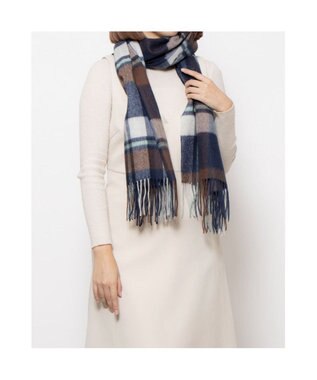 UNBILLION カシュネ cache nez / ウールチェックストール ネイビーミックス