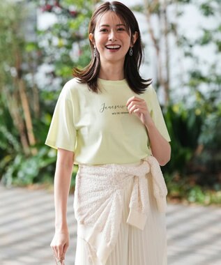 ANY SIS ビジュープリント Ｔシャツ ライム