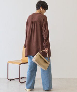 AMERICAN HOLIC 楊柳バンドカラーシャツ Brown