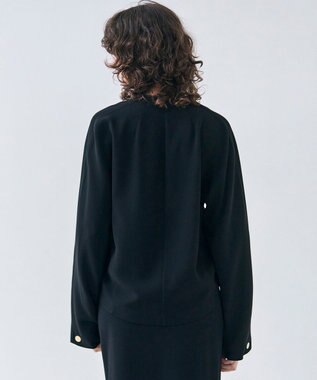 BEIGE， 【洗える】RUE / スリットネックフォルムブラウス Black