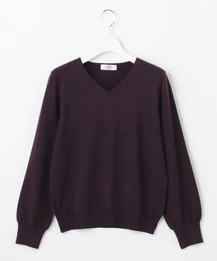 J.PRESS LADIES 【洗える】PRINCE Vネック ニット パープル系