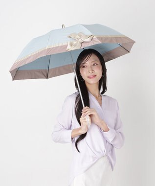 MOONBAT 【遮光/晴雨兼用日傘】LANVIN en Bleu (ランバン オン ブルー)ビジューリボン 遮熱 UV 折りたたみ傘 楽折