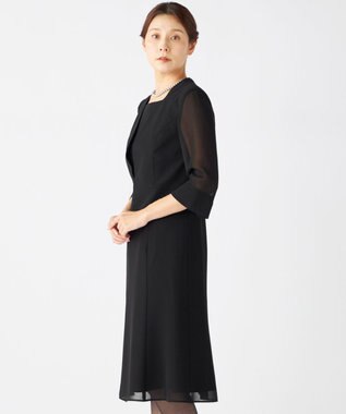 自由区 FORMAL 【洗える/着心地楽々】セオプラスエス ウォッシャブル ワンピース ブラック系