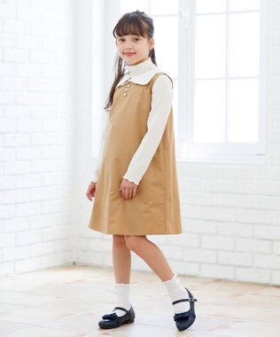 組曲 KIDS 【150-160㎝】カーブカラー ワンピース ベージュ