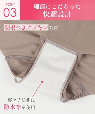 Wing サニタリーショーツ オーガニックコットン混(身生地部) ナプキンがズレにくい 羽付きナプキン対応 【カナウ】 はきこみ丈ふつう 生理用ショーツ EC8510 ウイング／ワコール ブラウン