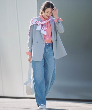 23区 S 【CLASSY.5月号掲載/洗える】CANCLINI ベーシック シャツ オレンジ×サックスストライプ